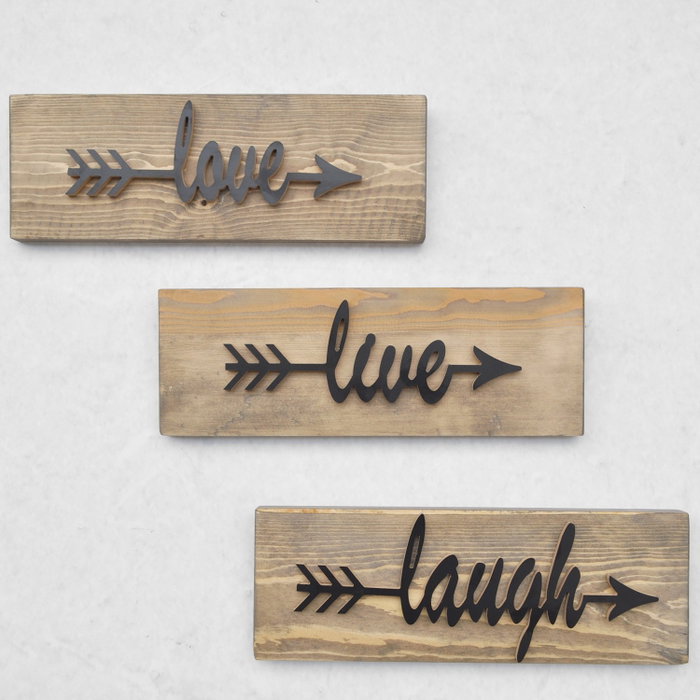 Hanah Home Accesorio Decorativo de Pared de Abeto, 3 Piezas, Nogal